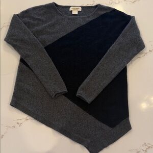 Peck & Peck 100% Cashmere Colorblock Sweater Gray Black Diagonal Size M